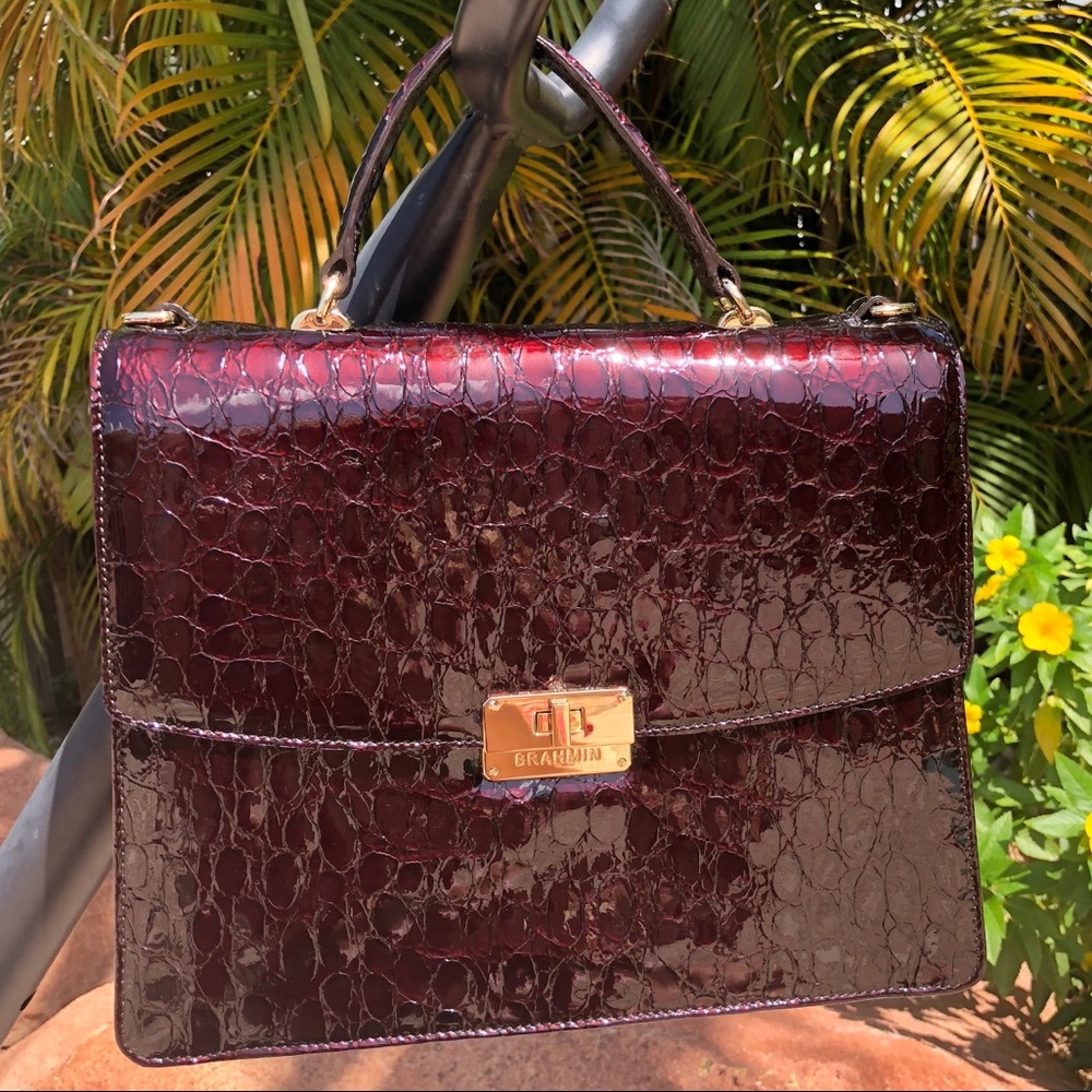 Brahmin Melbourne Pecan Crocodile-Embossed Purse